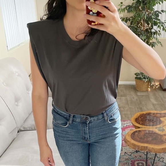 Storets grey padded shoulder top - Picture 2 of 7
